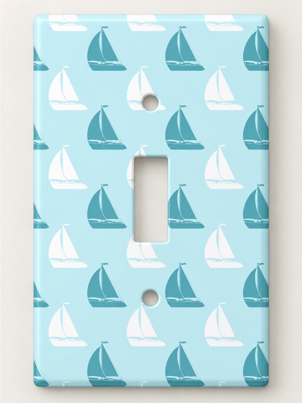 Handmade Blue Sailboat Nautical Toggle Light Switch Cover Plate